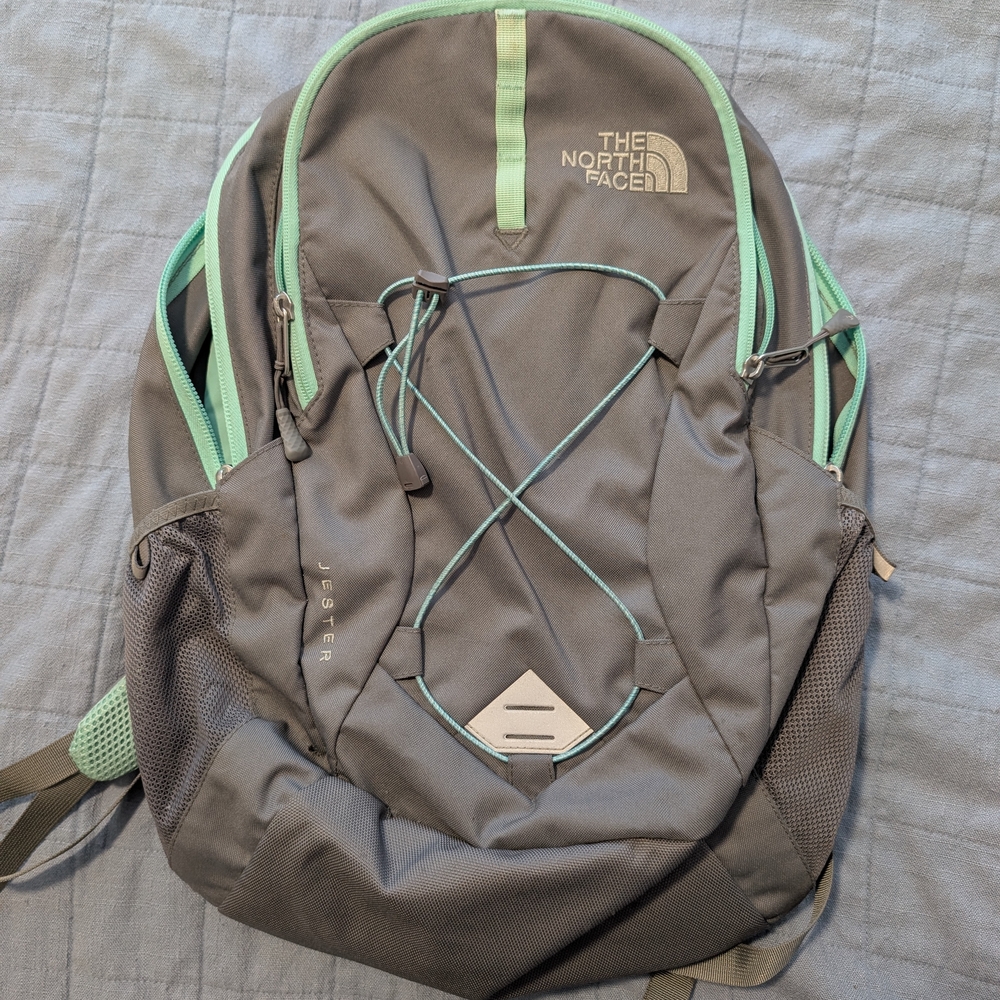 The North Face Gray and Mint Backpack